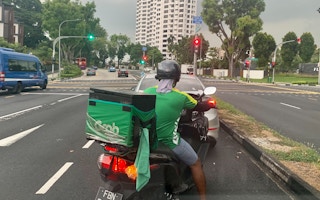 A Grab motorbike in Singapore