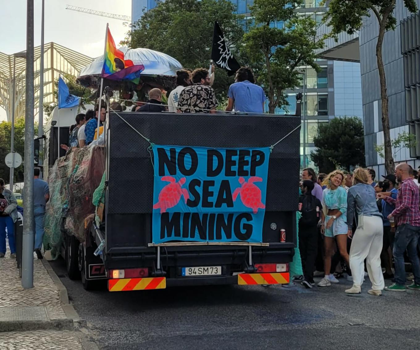 A protest against deep-sea mining at the UN Ocean Conference in Lisbon