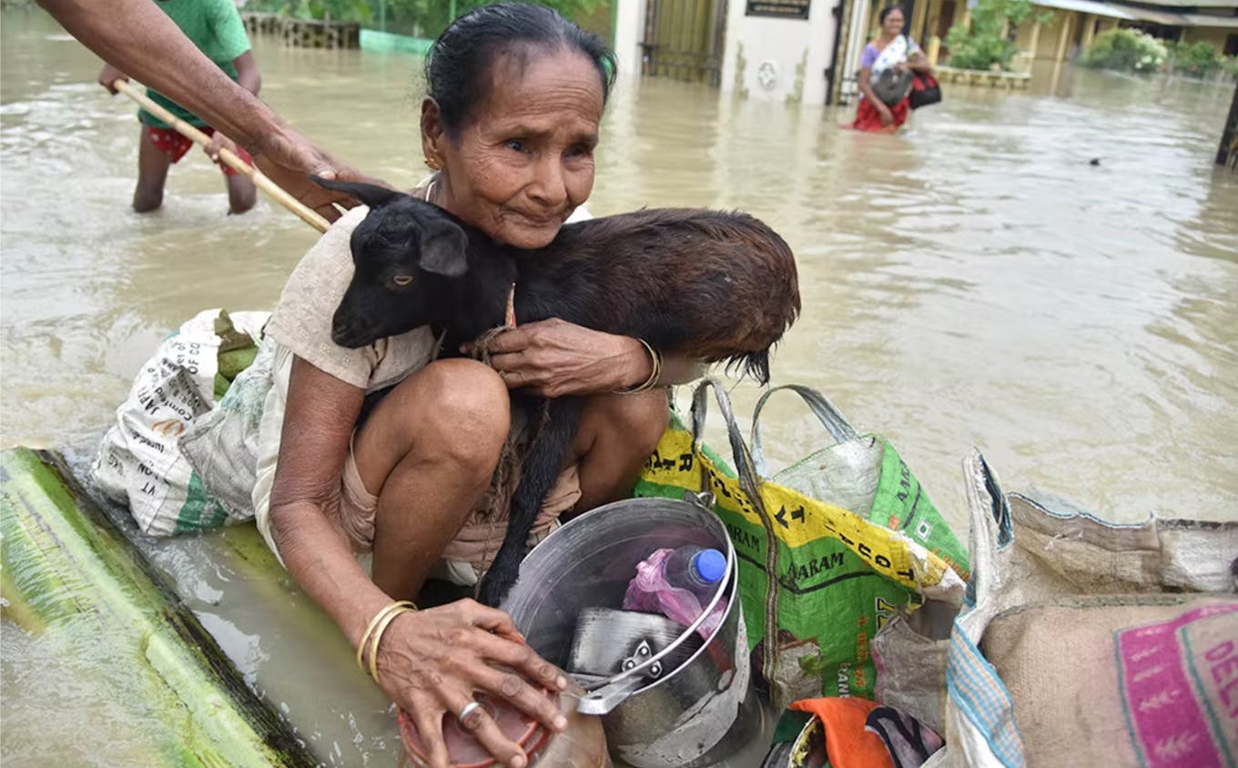 A flood affected resident in India.