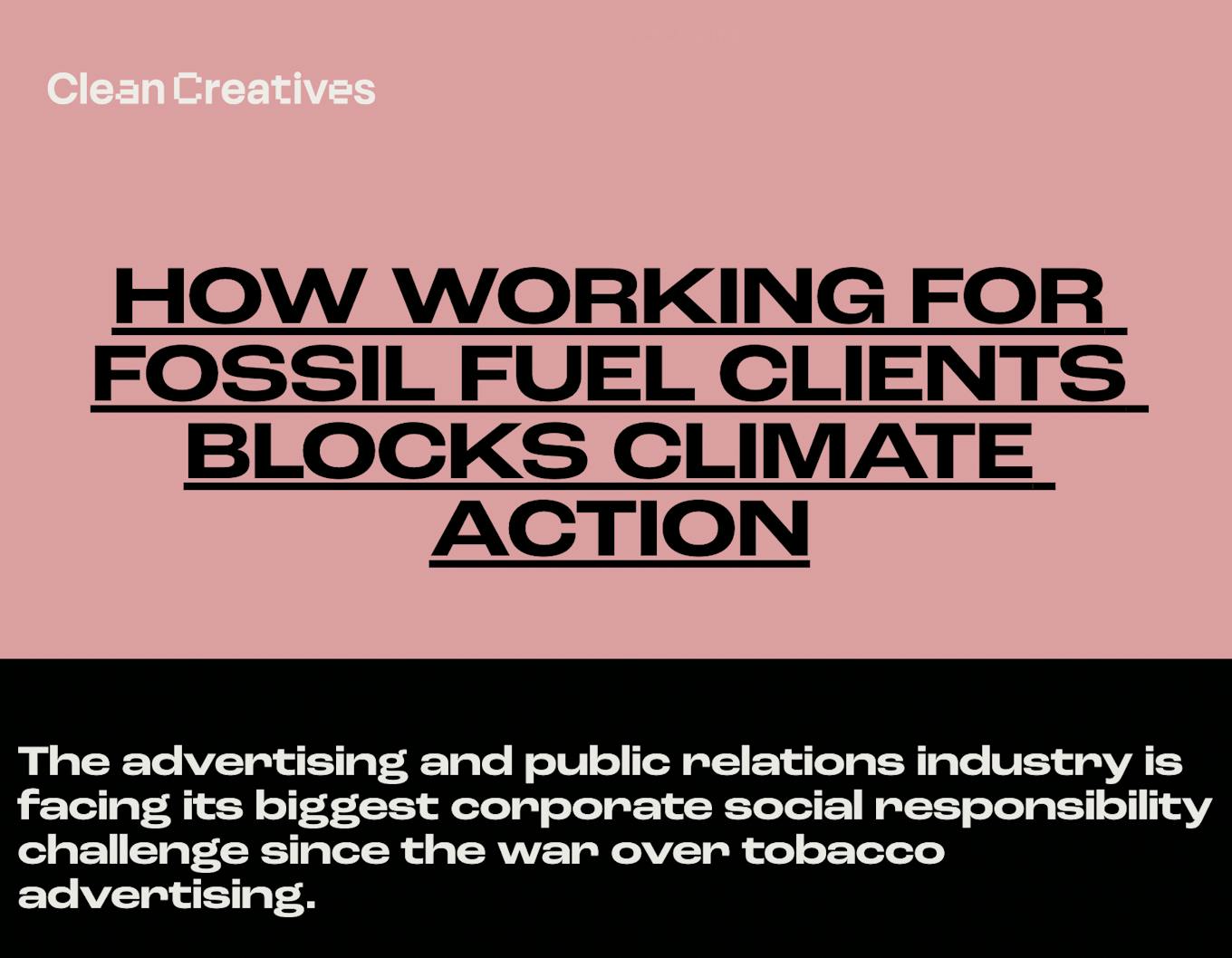 Clean Creatives and Comms Declare work on fossil fuel brands