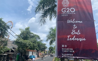 A sign welcomes G20 delegates to Bali