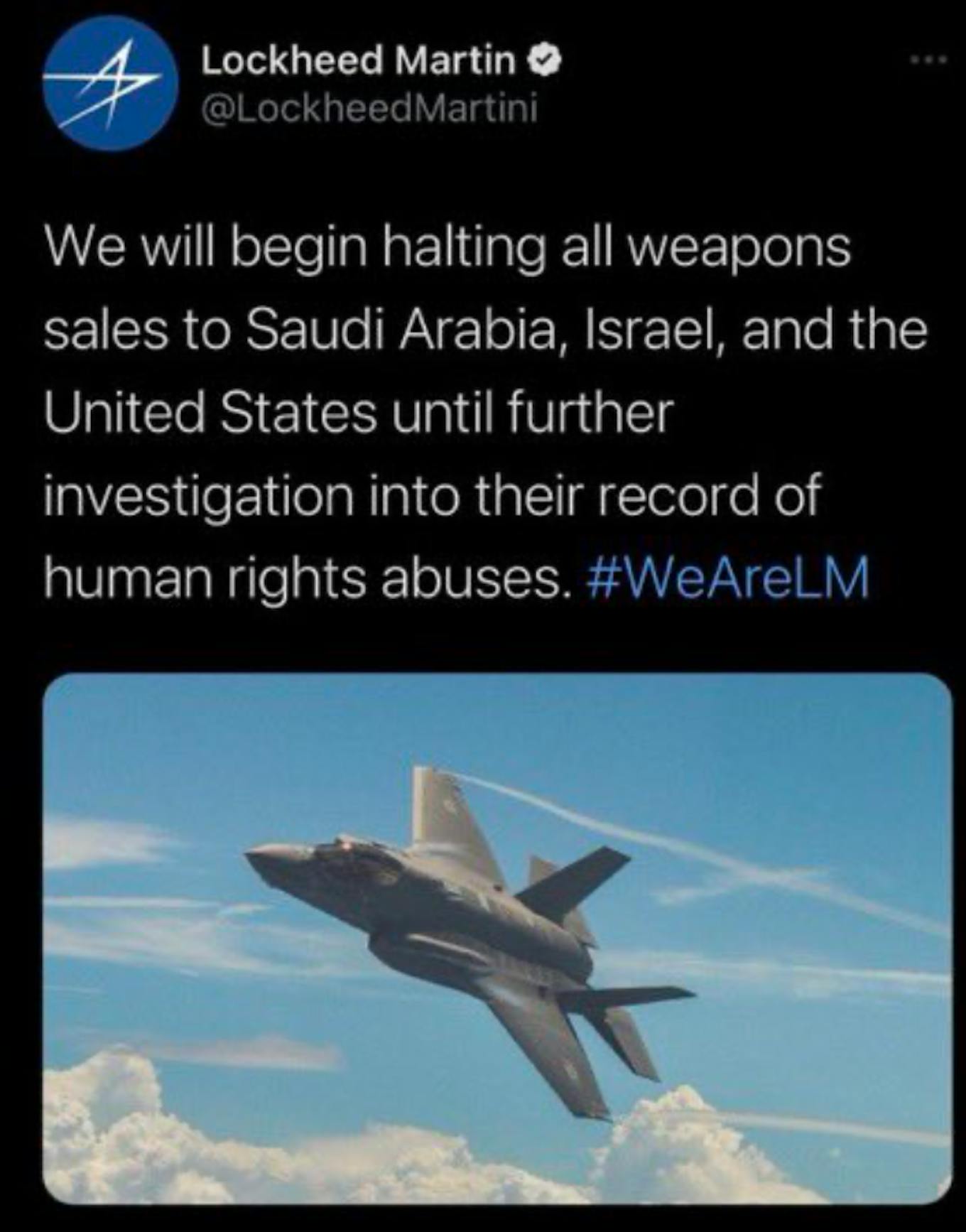 Lockheed Martin fake tweet