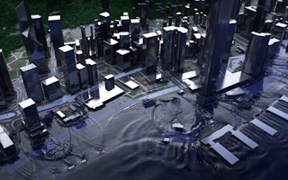 An image used in a simulation of extreme flooding in Hong Kong
