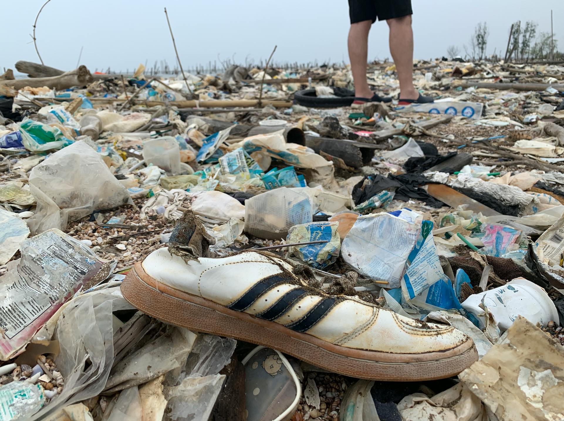 Plastic trash covers a beach in Jakarta, Indonesia's capital.