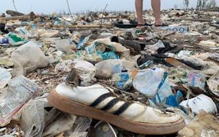 Plastic trash covers a beach in Jakarta, Indonesia's capital.