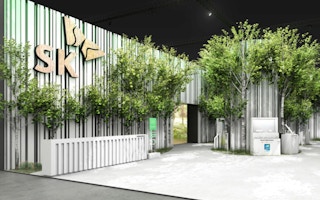 A greened booth for SK Group at the CES 2022 conference. Firms falsely promoting their green credentials in Korea now face fines.