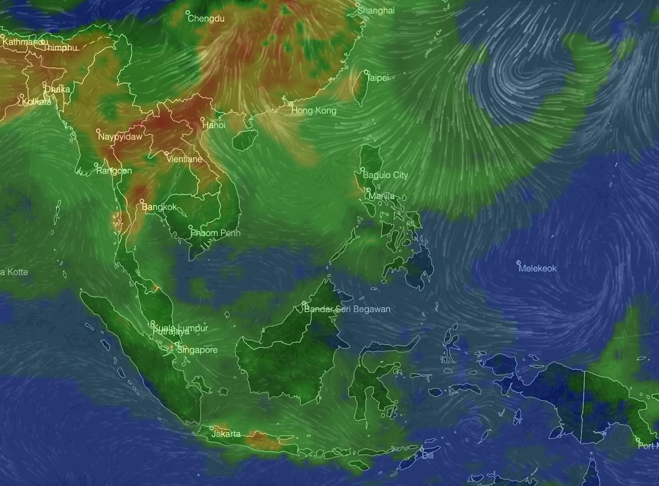 Fires burning in northern IndoChina