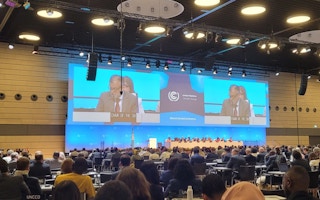 Conference co-chair Nabeel Munir addresses delegates at the SB 58 Opening Plenary. Image: Kate Yeo