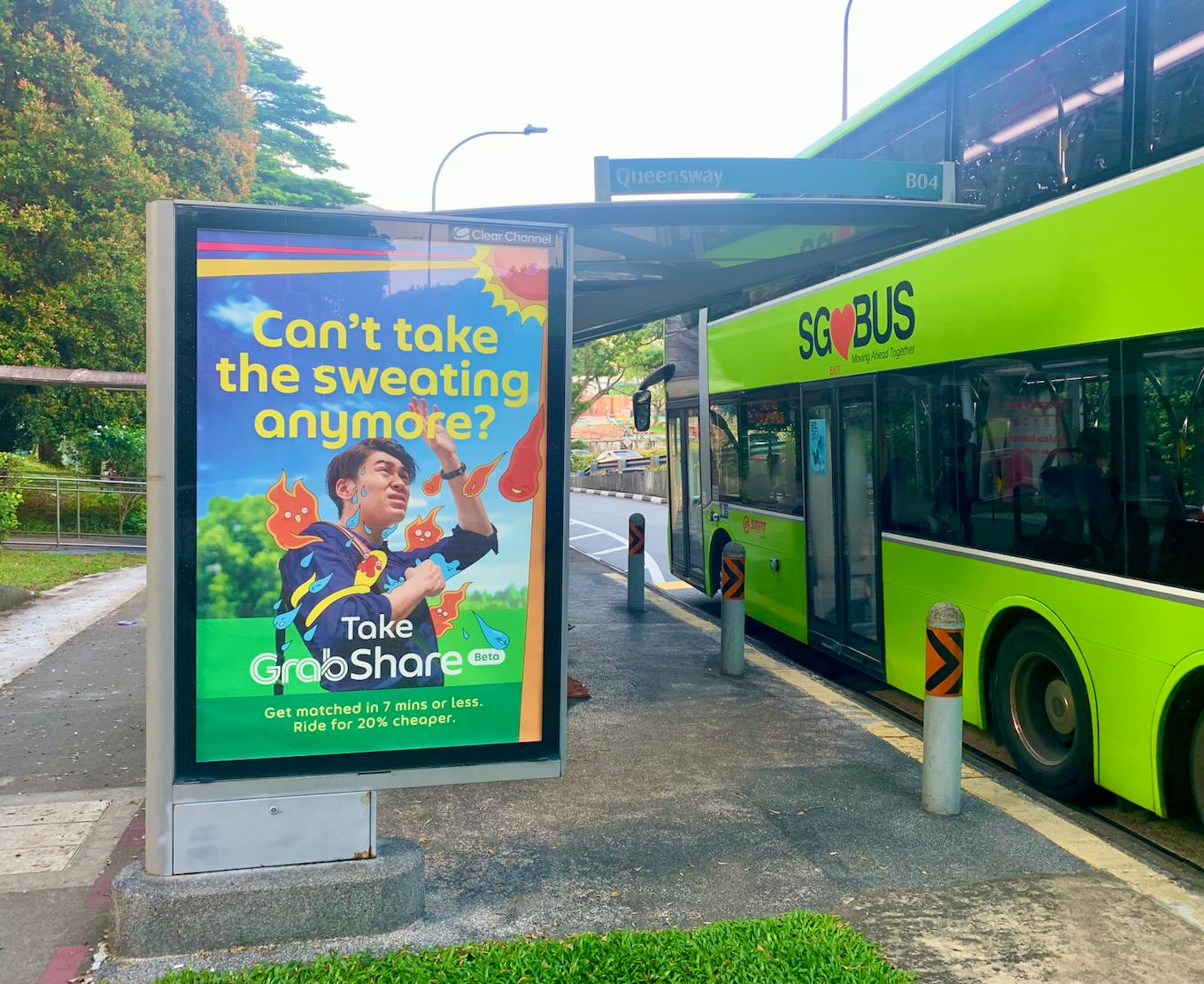 An advertisement for Grab's ride-share service