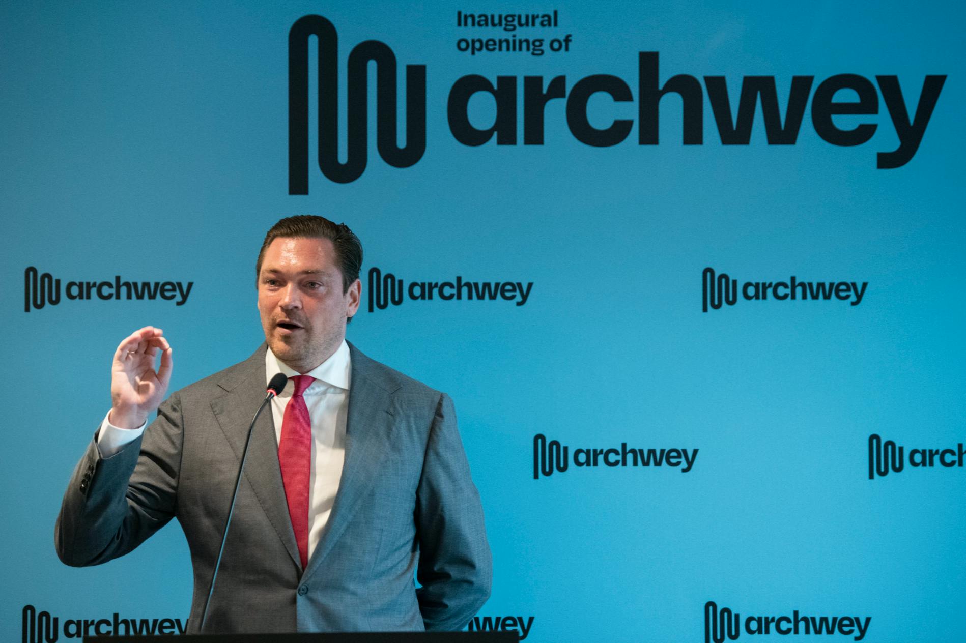 Archwey CEO Sjoerd Fauser speaking at the launch of global headquarters in Singapore in July 2022.