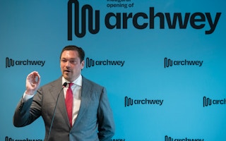 Archwey CEO Sjoerd Fauser speaking at the launch of global headquarters in Singapore in July 2022.