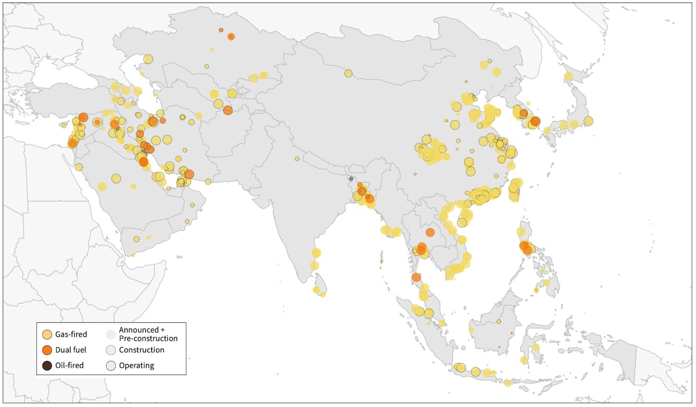 Map of new oil and gas facilities being built in Asia Pacific