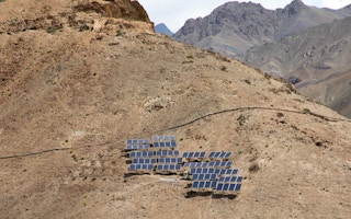 Solar panels on a hillside in Ladakh