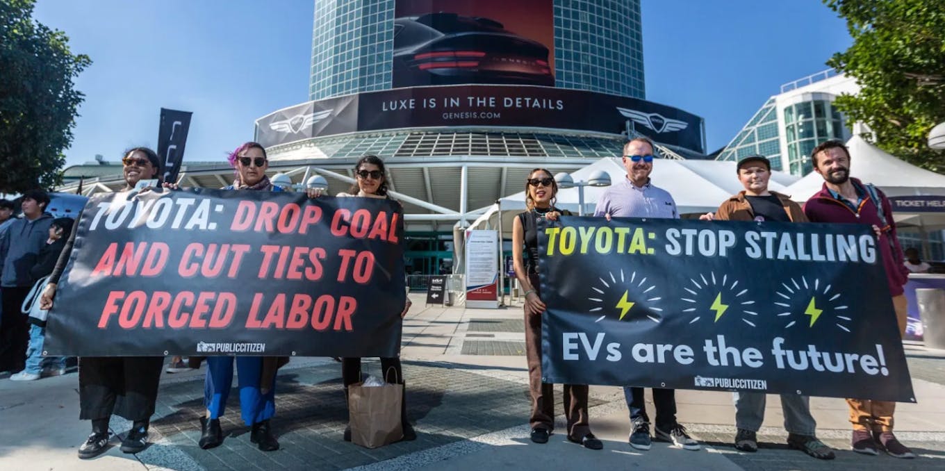 Protesters take Toyota to task over EV avoidance