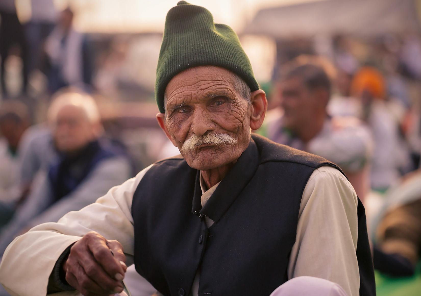 A farmer protesting in the city of Ghazipur, Uttar Pradesh.