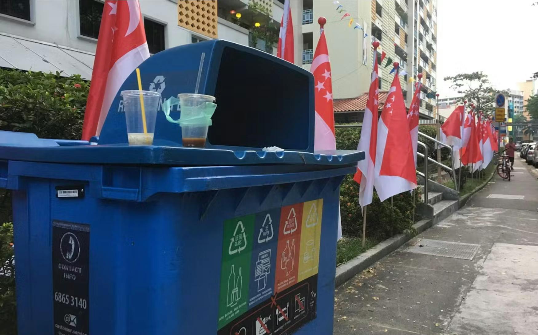 Singapore's blue recycling bins