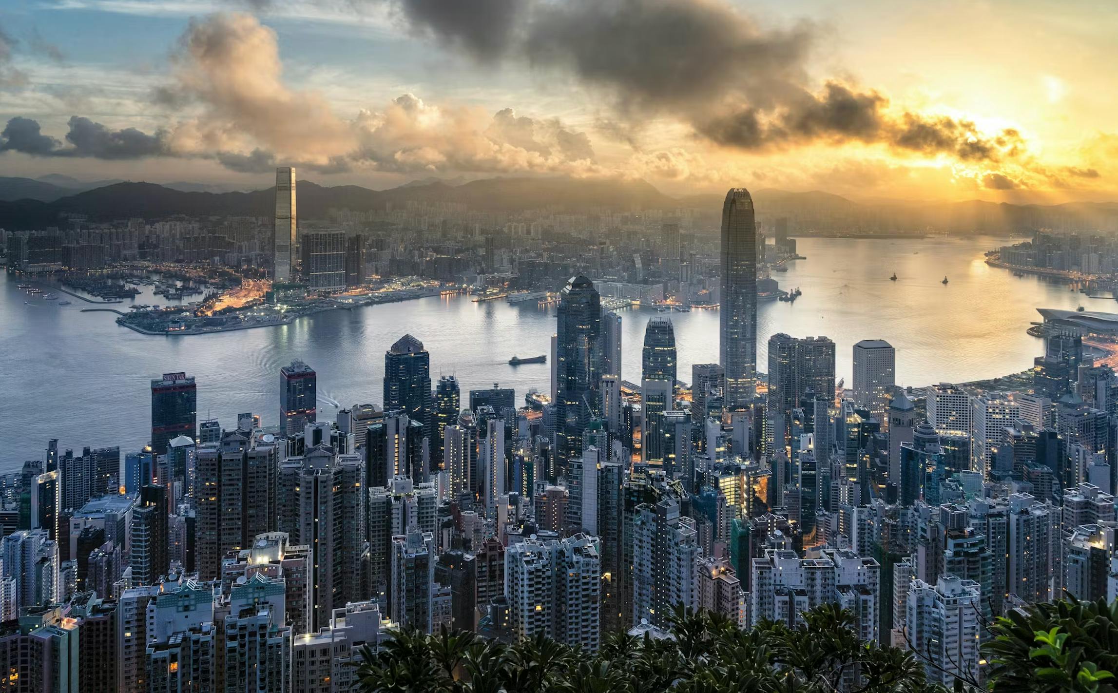 The Hong Kong SAR skyline at dusk
