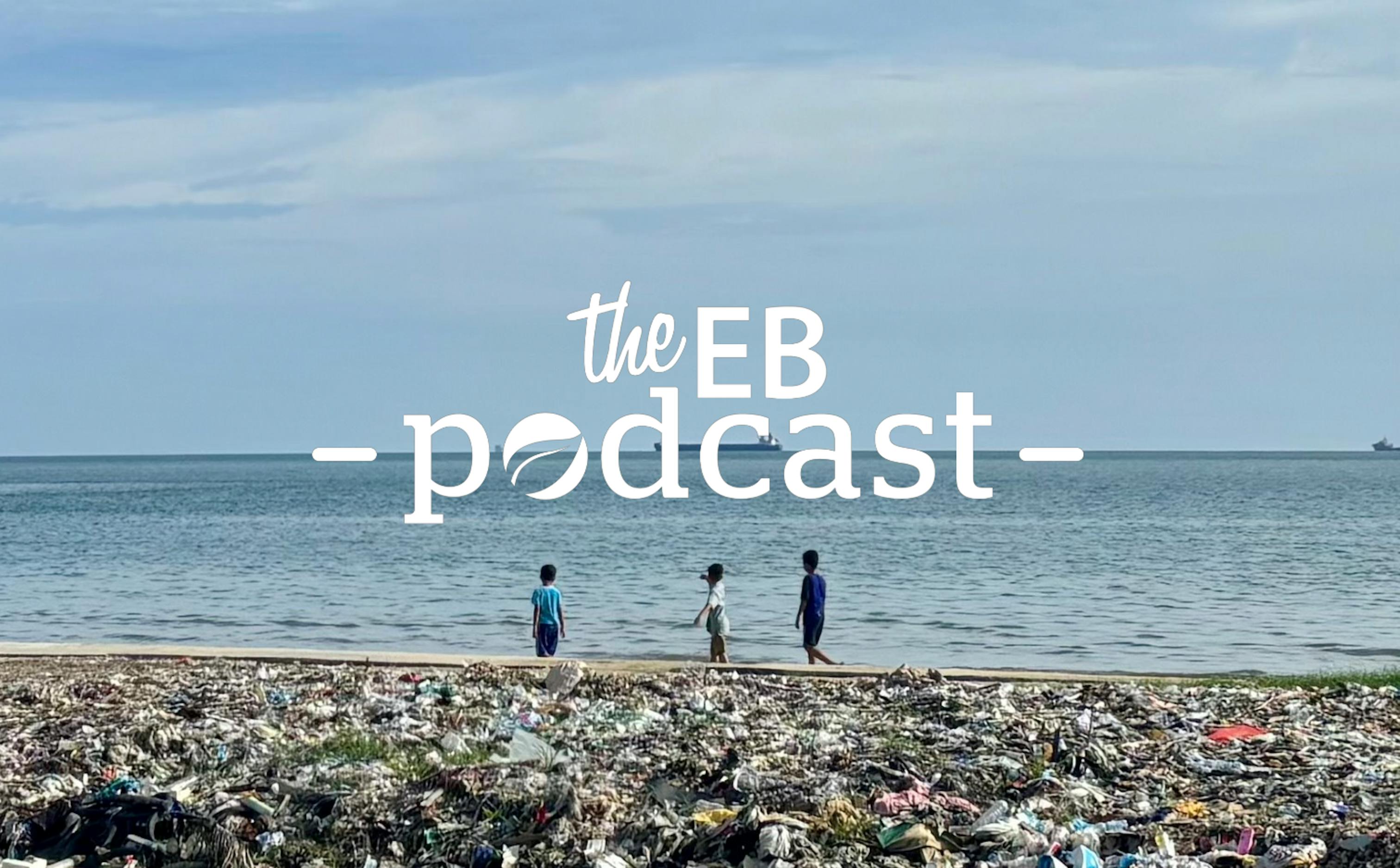 A beach in Balikpapan, Indonesia's "oil city", is covered in plastic trash.