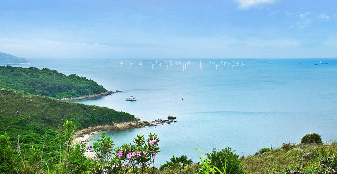 Artist's impression of offshore wind farm off 4 kilometres off the coast of Lamma Island