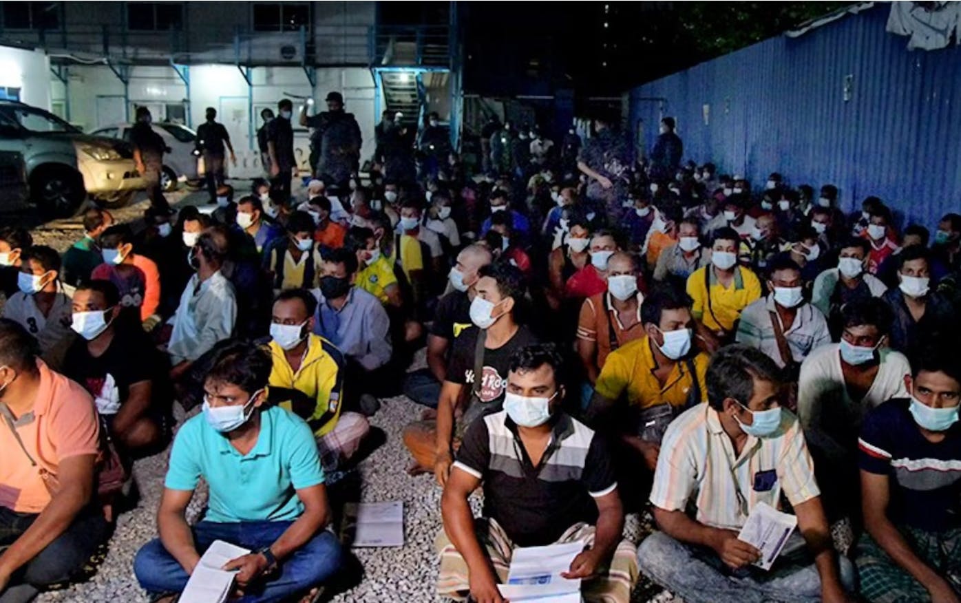 Workers gathered for work in Malaysia