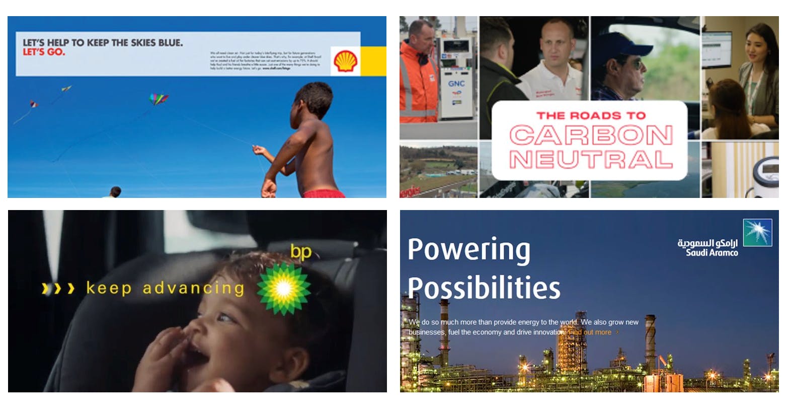 TotalEnergies, Shell, Saudi Aramco, BP advertising