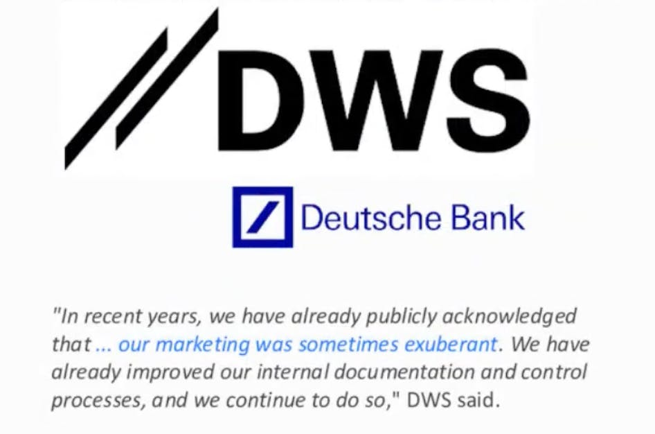 DWS statement in response to its fine for greenwashing