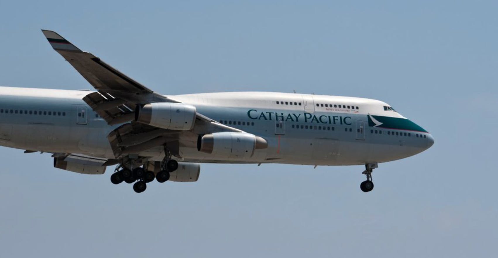 Cathay Pacific plane in flight