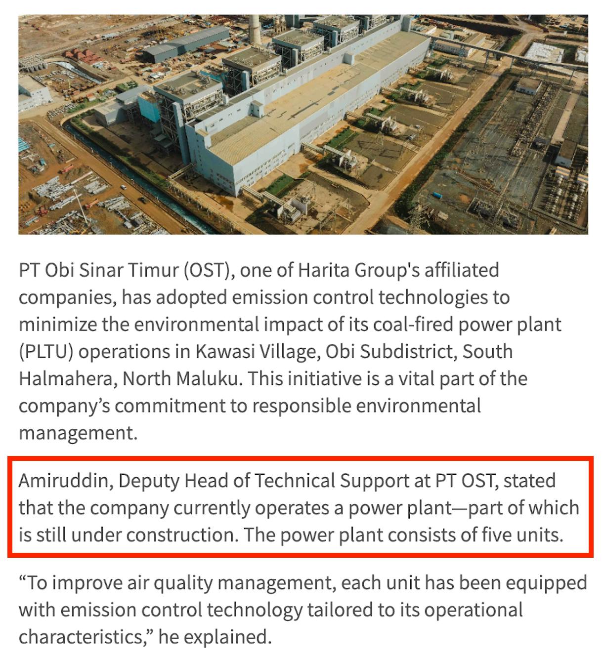 Harita Group website that was edited following a complaint to SGX