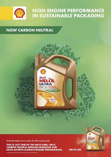 Shell's Helix Ultra oil... now carbon neutral.
