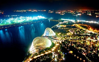 Singapore aerial view night