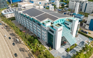 Singtel building with solar panels