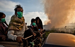 smoke from peatland riau indonesia