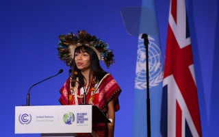 Brazilian indigenous activist at the opening of COP26