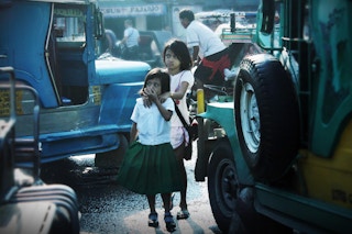 Children, Jeepneys, Philippines