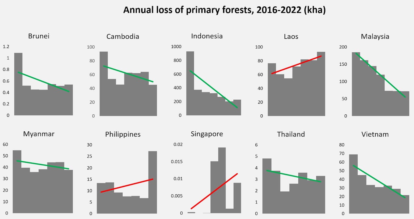 annual loss of pri forests 2016-2022