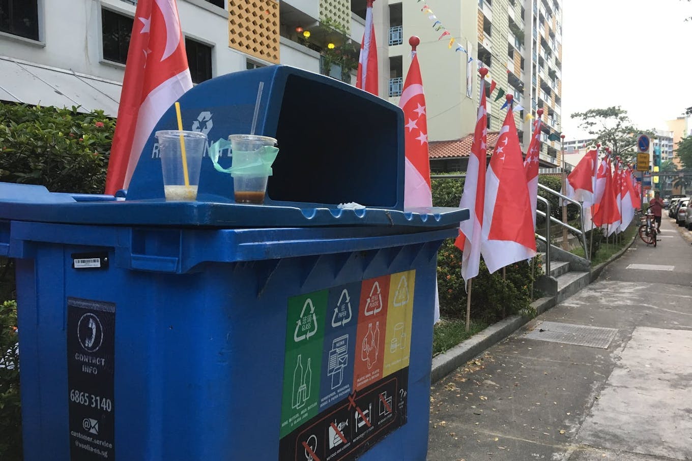 Blue recycling bin Singapore