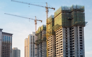 New buildings under construction in China