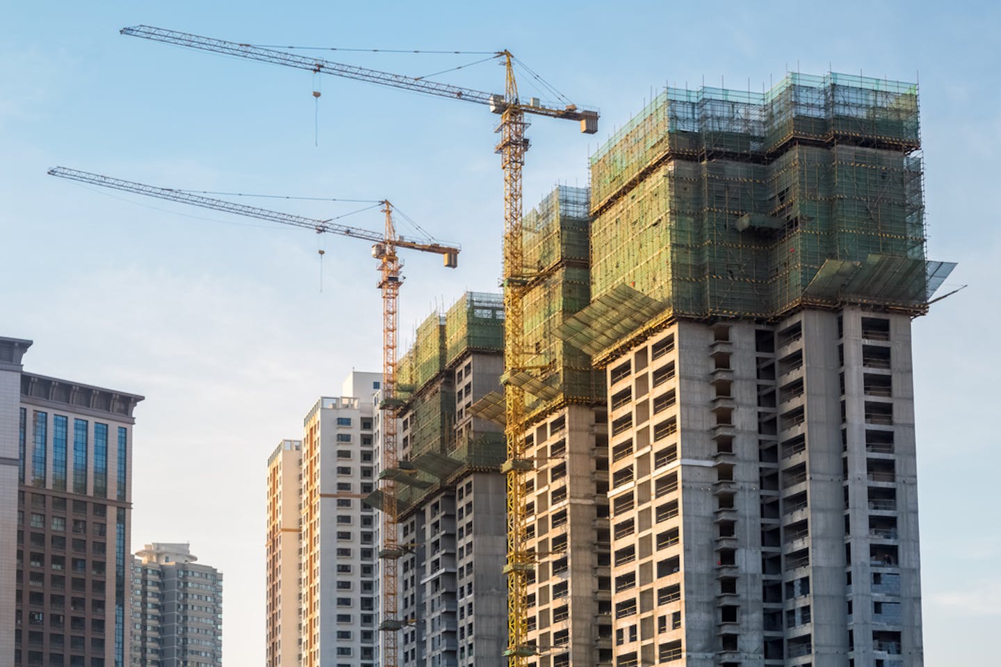 New buildings under construction in China