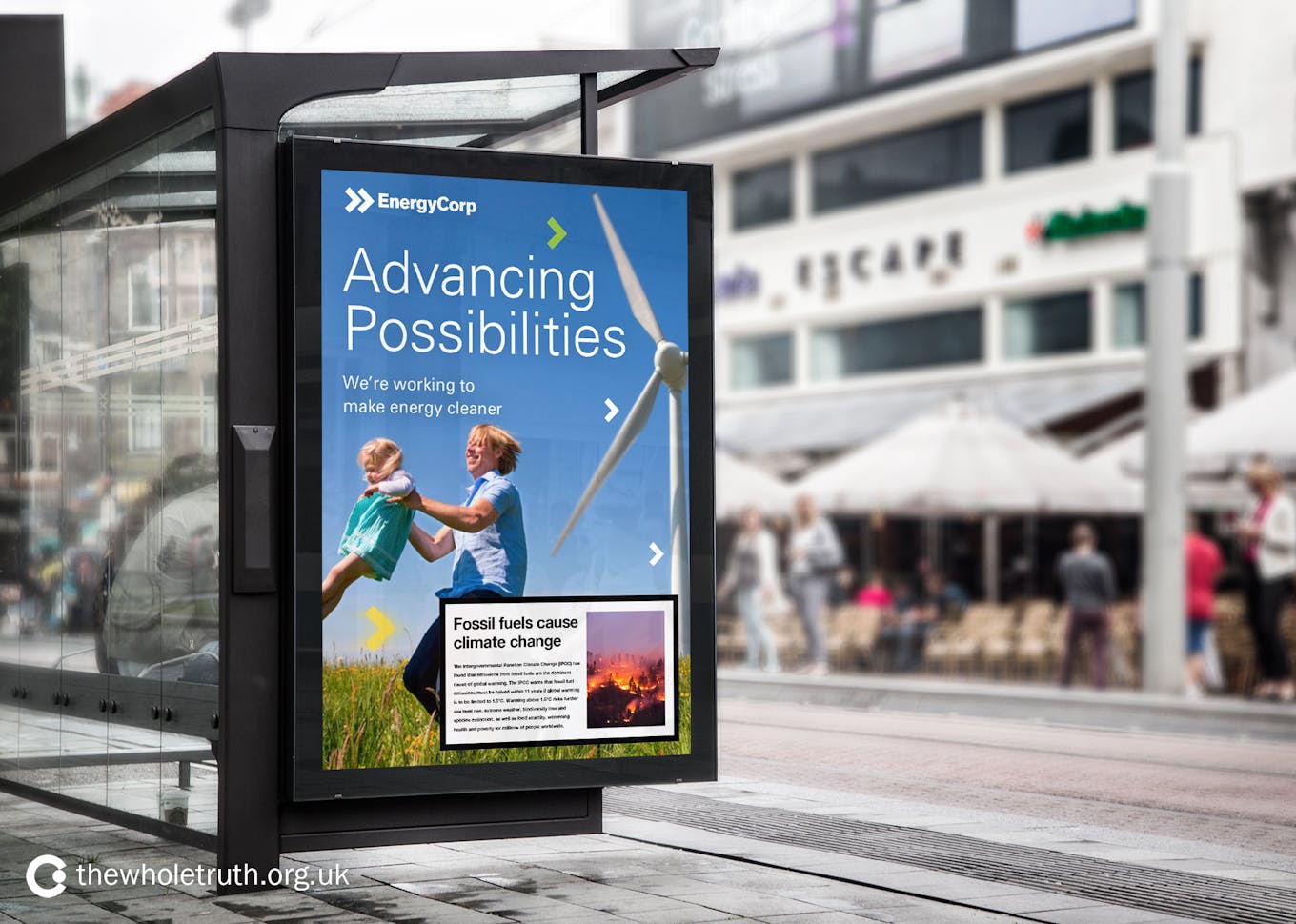 fossil fuel warning on greenwash ads