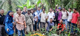 Participants of a community-based fire prevention and peatland restoration project in Riau province, Indonesia.