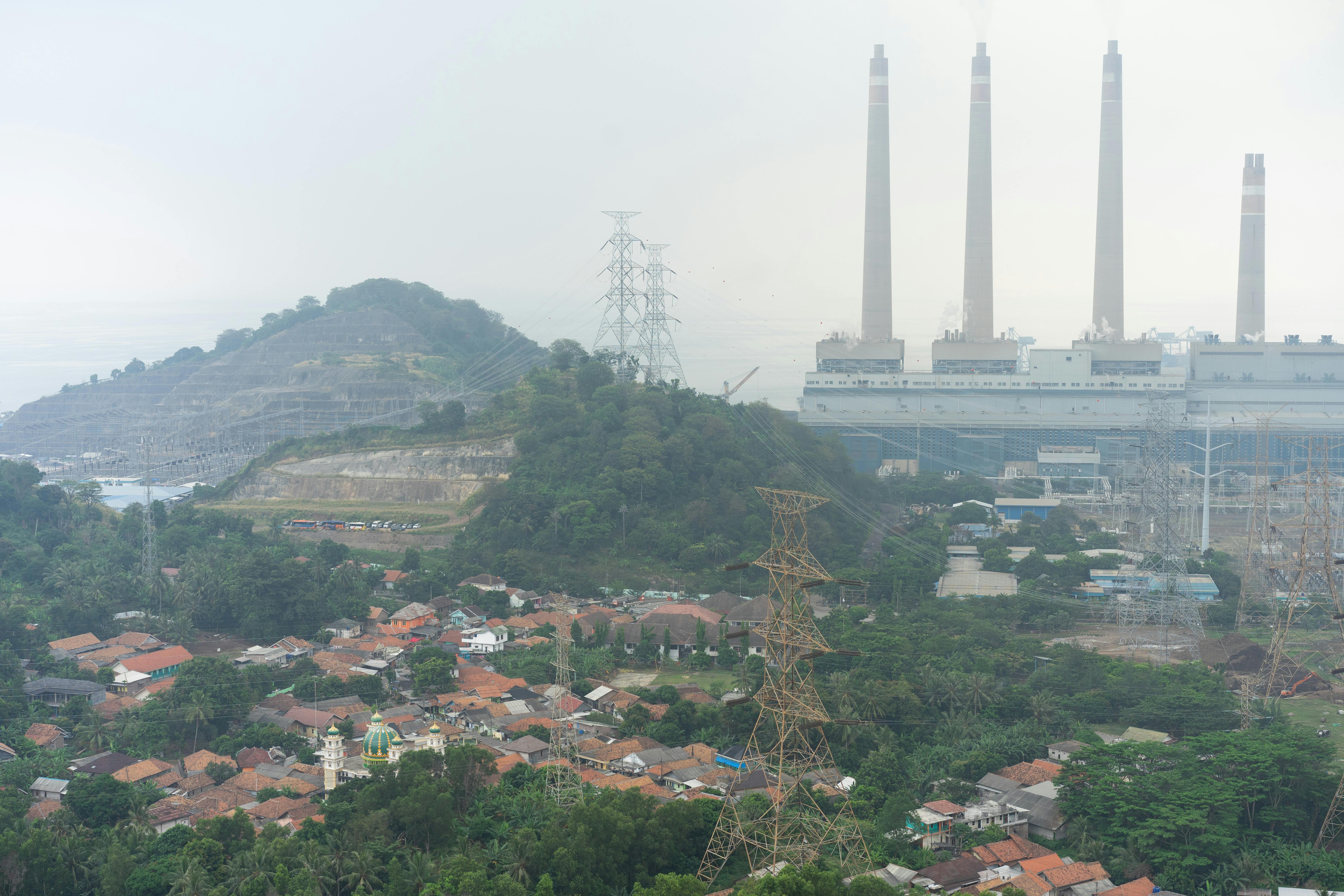 Suralaya Power Station among houses