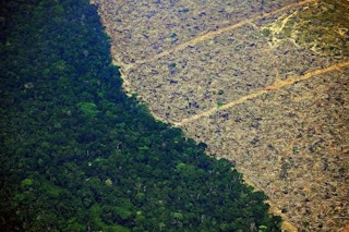 Aerial picture of a deforested part of Amazon rainforest