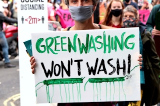 Greenwashing protest during Covid-19