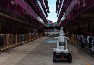 robot in migrant workers dormitory