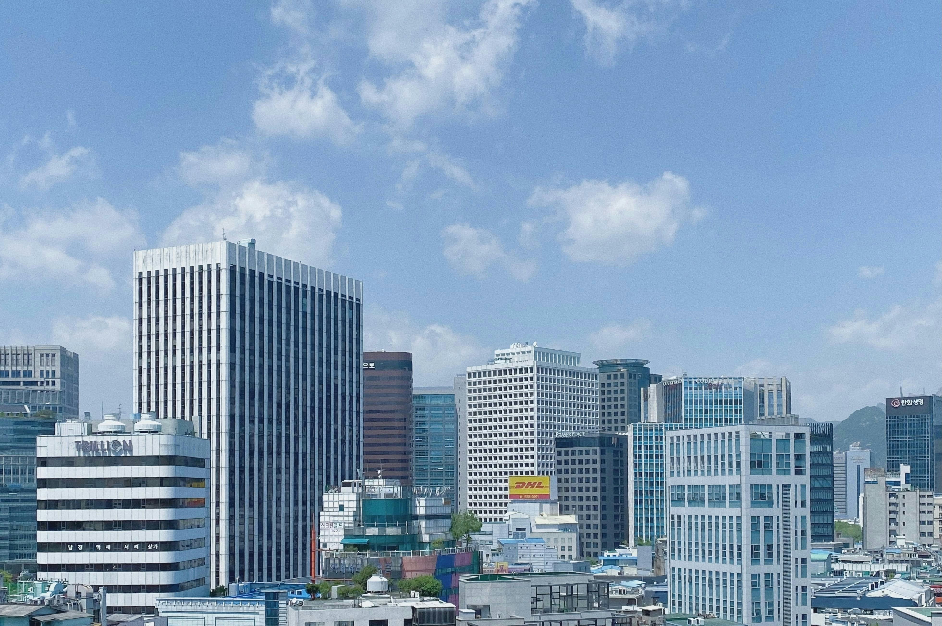 A view of Seoul, South Korea.  Office buildings