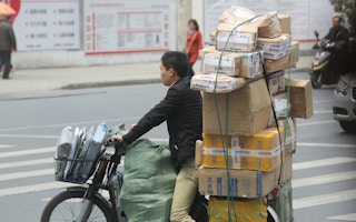 Packages for delivery in China