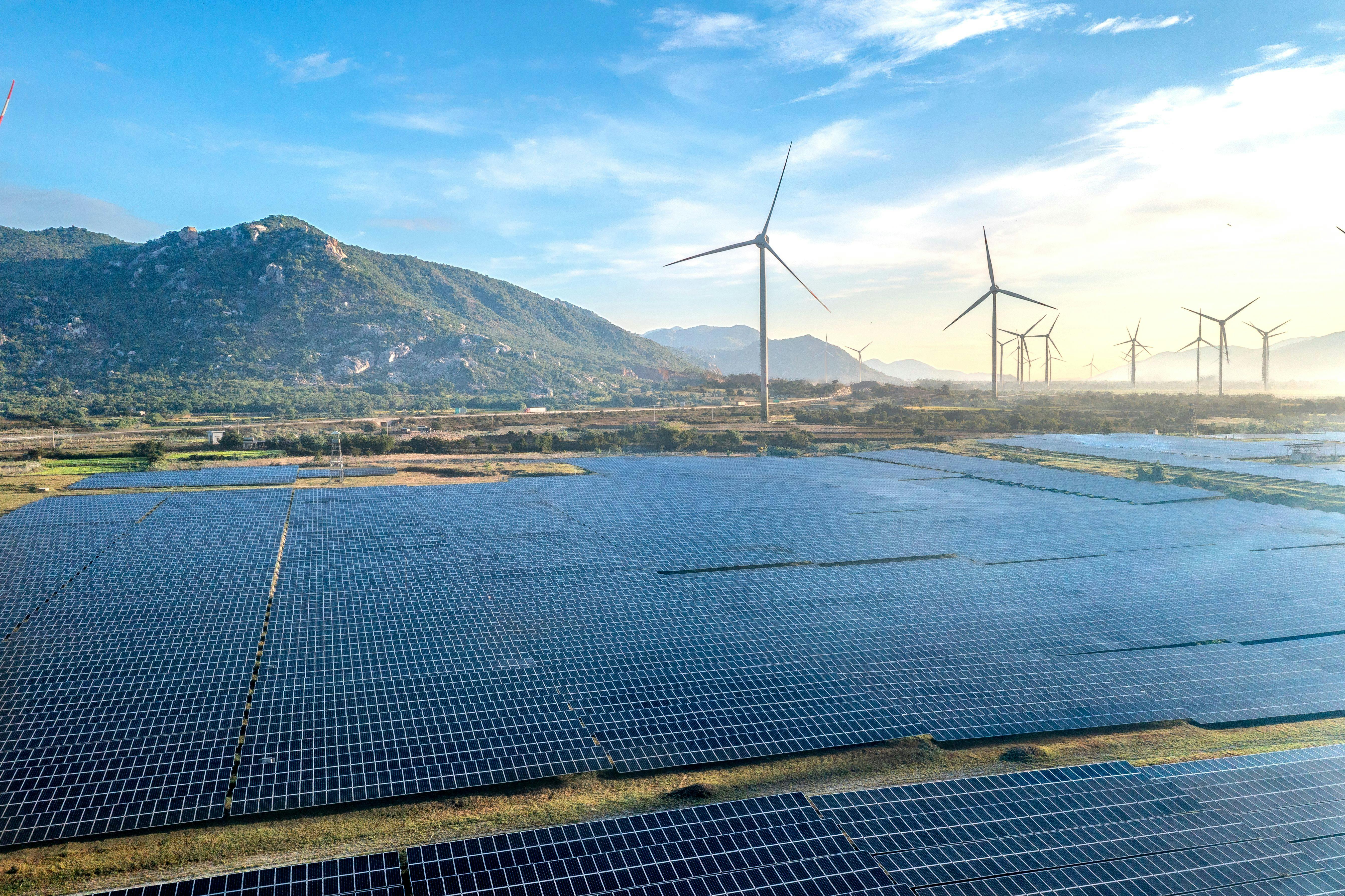 Solar and wind farm in Ninh Thuan province, Vietnam