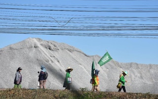 Villagers protesting potash mining