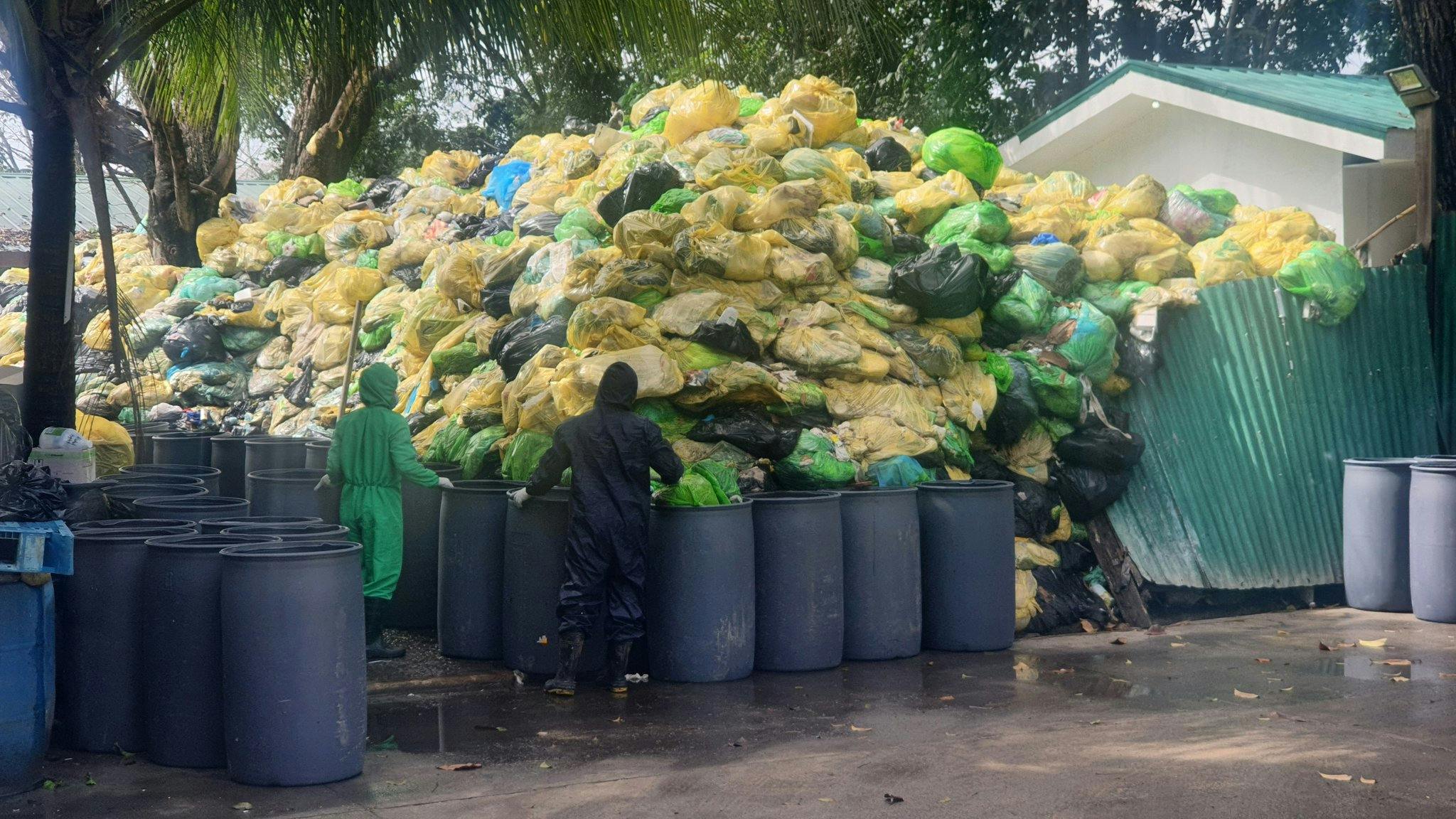 piles of medical waste in Quezon Medical Center