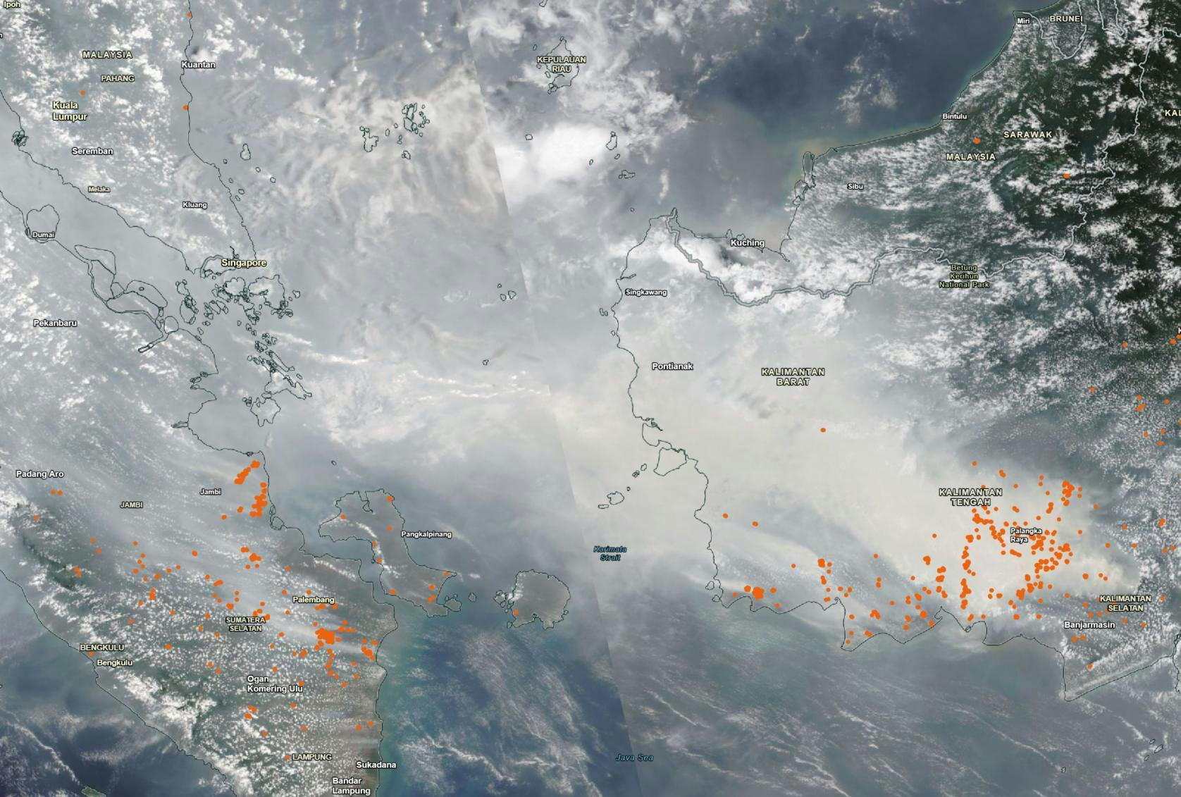 Smoke over Sumatra and Singapore